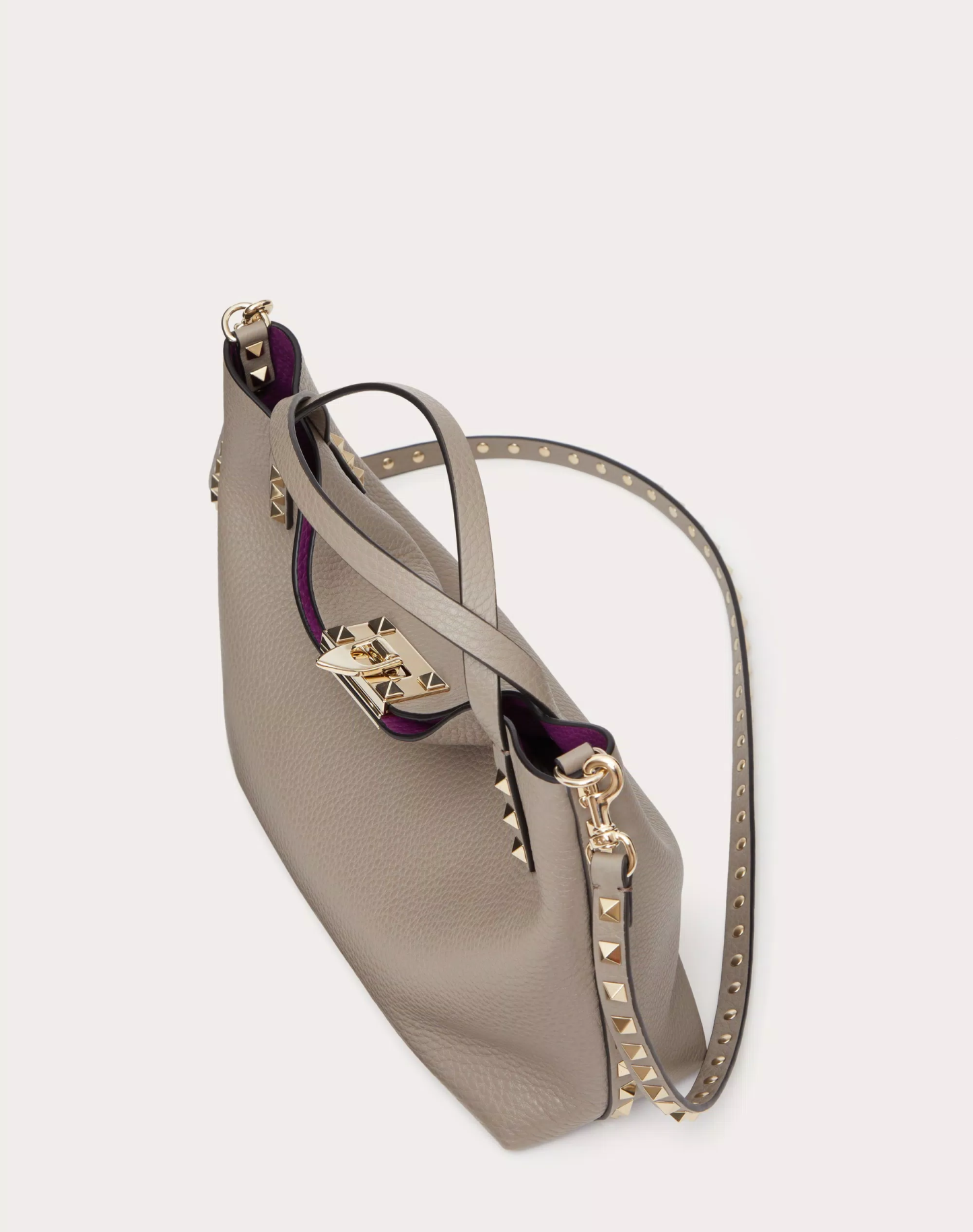 SMALL ROCKSTUD GRAINY CALFSKIN BAG WITH CONTRASTING LINING